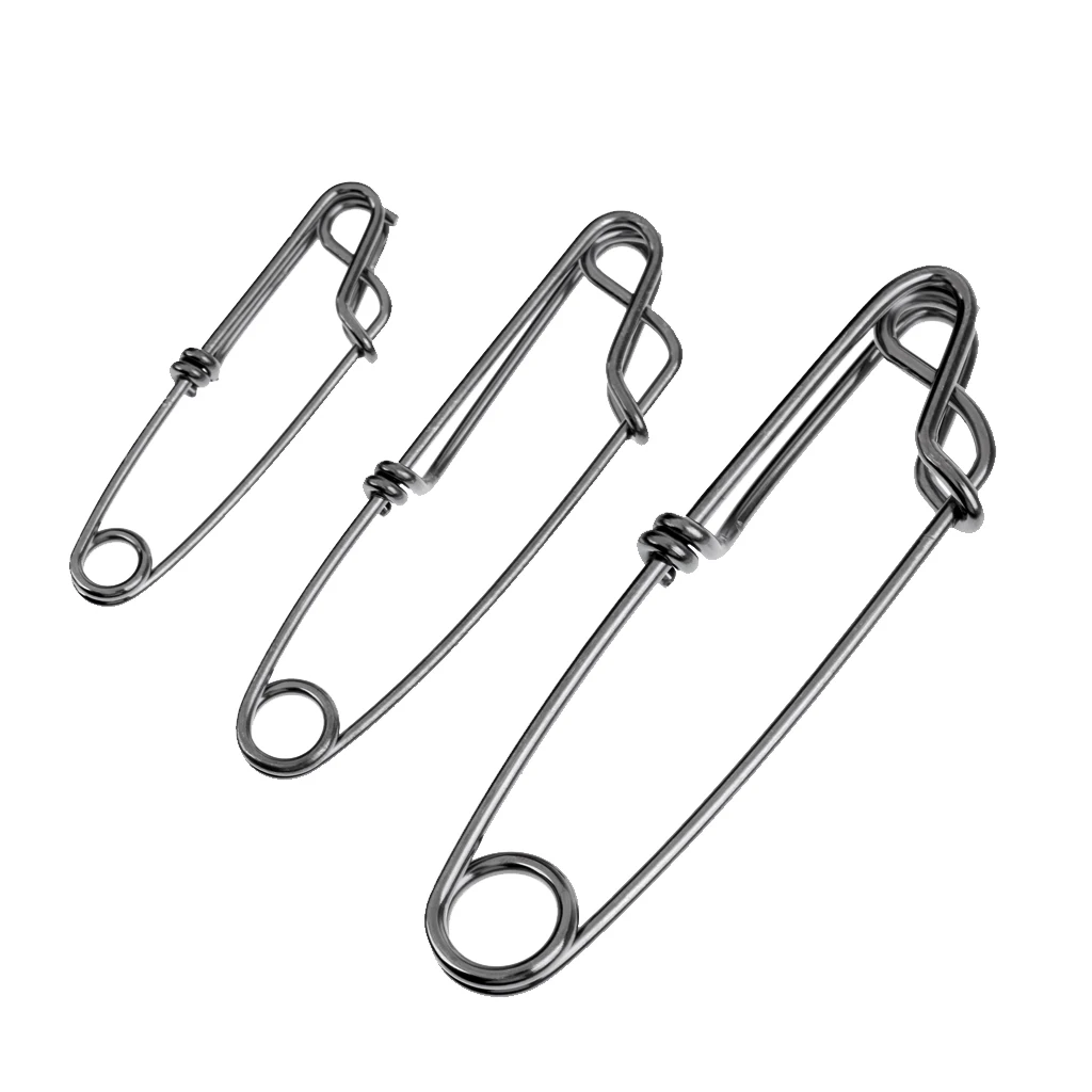 Kisangel 100pcs Lure Pin Hook Longline Clips Fishing Snaps Clip High  Strength Fishing Snap Clip Lure Snap Saltwater Fishing Gear Duo Lock Snap  to Rotate Small Button Bait Stainless Steel : 