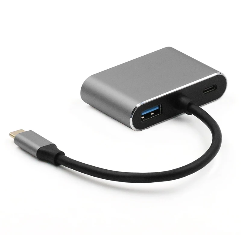 USB3.1 USB-C к HDMI тип-c к 4K адаптер HDMI VGA 4K мужчин и женщин для MacBook Pro Xiaomi huawei USB-C конвертер HDMI VGA - Цвет: Серый