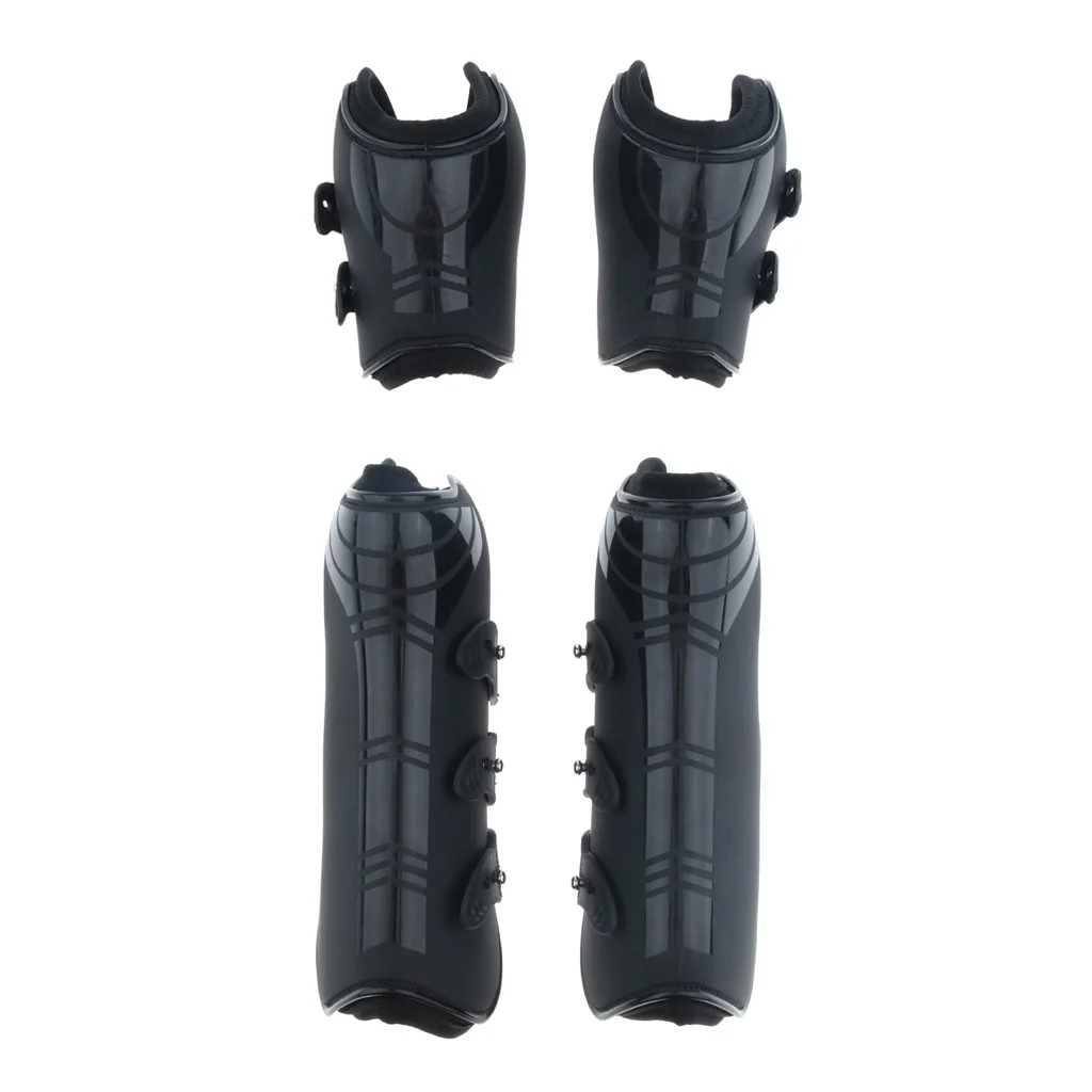 2 Pair Horse Leg Boots Hind Front Leg Tendon Protect Wraps Equestrian Wear