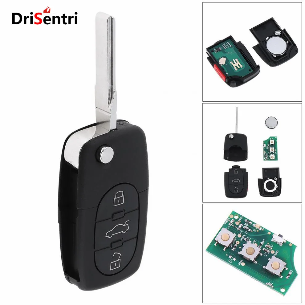 

3 Buttons Flip Uncut Key Entry Remote Control Fob 4D0837231E For Audi A4 / A6 / A8 / S4 / S6 / S8 / TT 1997-2005 No Battery
