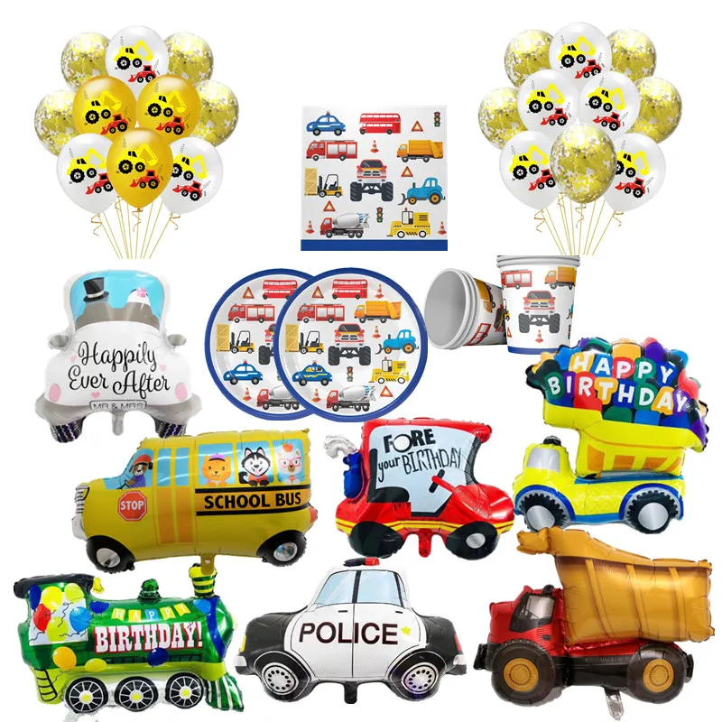 

WALMD Cartoon Air Balloons Cars Fire Truck Balloon Confetti Baloons Children Birthday Party Decorations Kids Baby Shower Boy