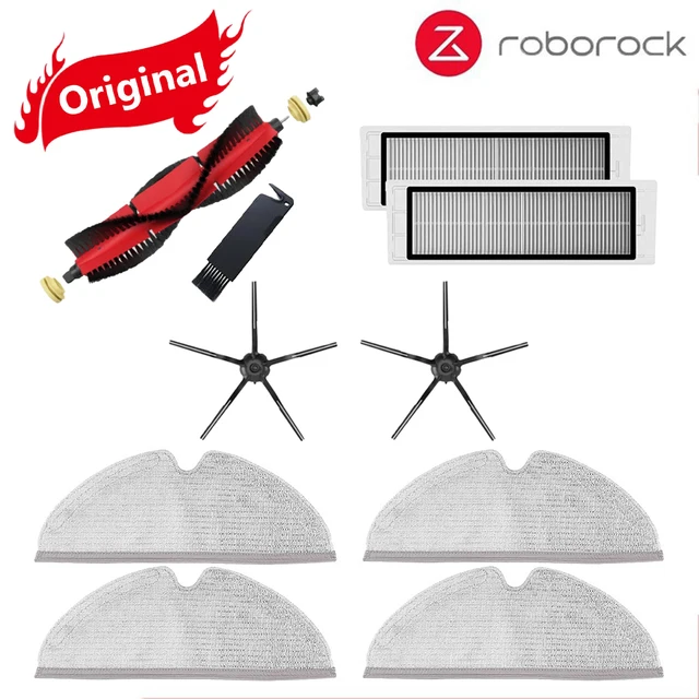 Original Roborock S5 Max / E4 / E5 / S45 Max / S6 MaxV Detachable Main Brush Silicon Side Brush Washable Filter Accessories Black Suit 1