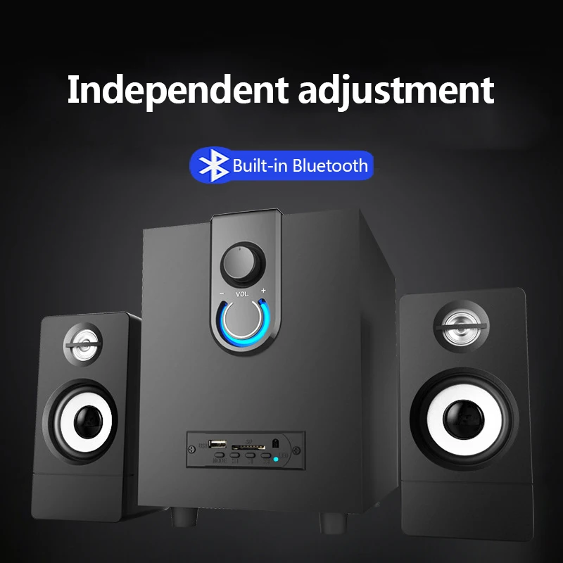 2.1 Active Wooden Multimedia Bluetooth Speakers Subwoofer Computer for Desktop PC Accessories Home Office