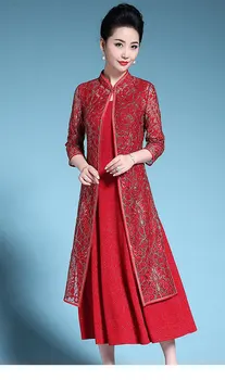 

Summer Dress 2020 40-5 Years Old Middle-Aged Women Dress Wedding Two-piece set Dress Fashion High-Quality Womens Clothing B21