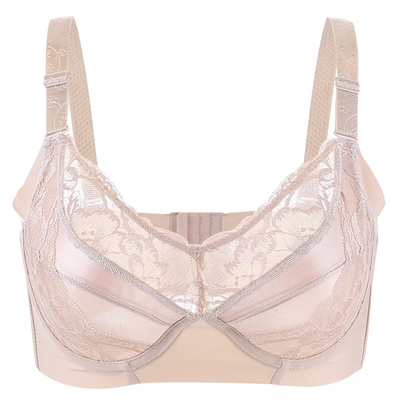 

Plus Size Women's Unlined Bra Full Coverage Non-padded Underwire Lace Sheer Ultra-thin Bra Lingerie for Woman 34~48 B C D E F