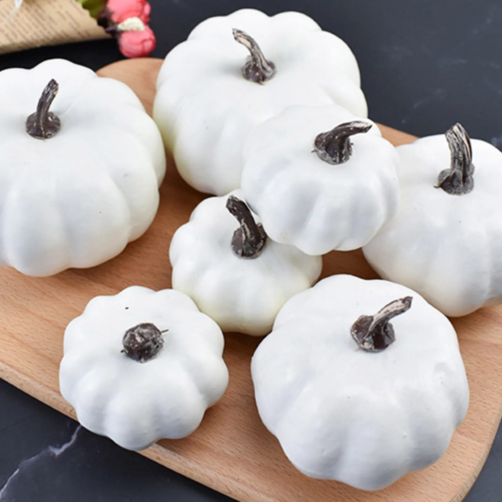 7Pcs Halloween Simulation Pumpkin Model Artificial Craft Fall Harvest Decoration ornament crafts miniature ornament resin crafts resin wedding buttons monks figurine decor