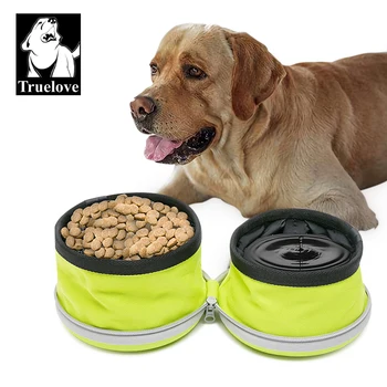 

Truelove Collapsible 2 Way Use Dog Bowl Double for Food Mat Travel Waterproof Foldable Running Walking Hiking Camping