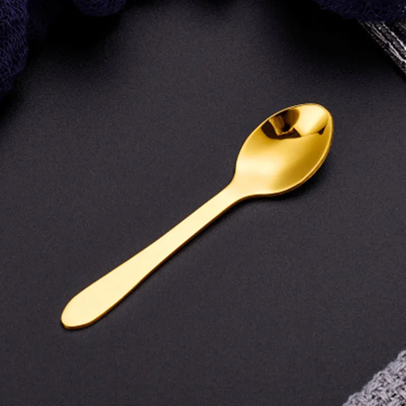 Gold 1 шт. Горячая чайная ложка из нержавеющей стали для торта, фруктовые ложки для десерта, маленькие кофейные ложки, золотые десертные инструменты для закусок, столовая посуда - Цвет: Gold