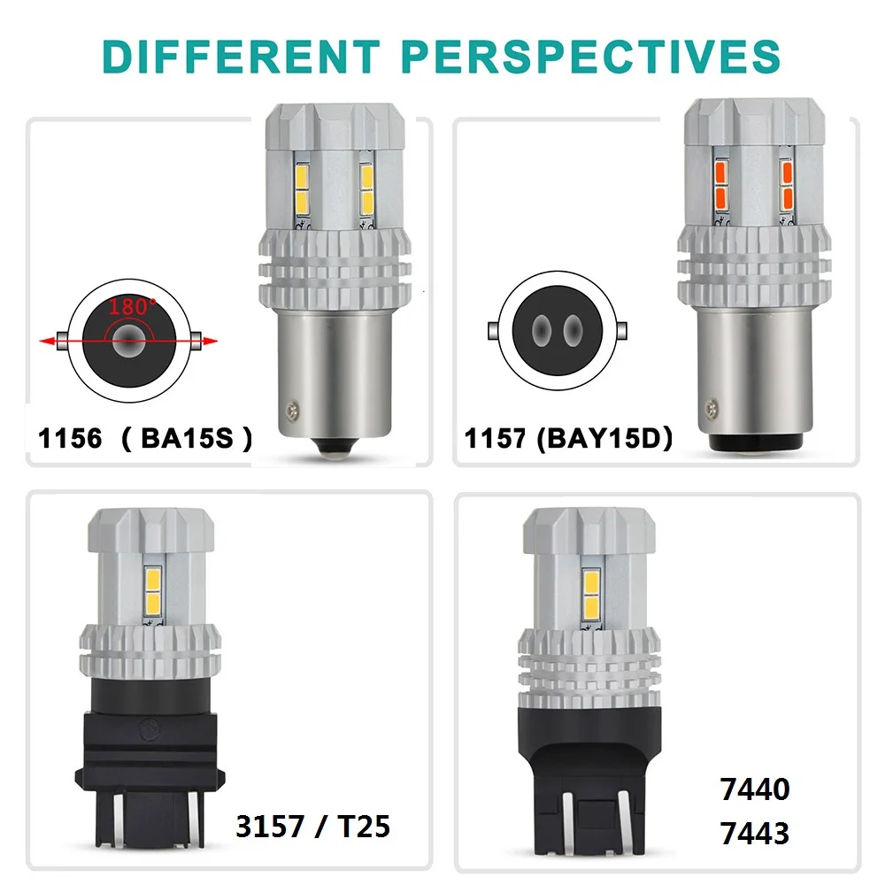 AUXITO  극ũ Ʈ ȭƮ 7440 , LED ڵ P21/5W 3157 PY21W T20 7443 W21W 1156 DRL 1157 Bay15d, 12V, 1200LM P21W W21 5