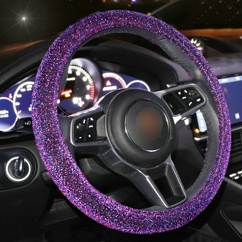 Для женщин Bling сверкающие Чехлы рулевого колеса автомобиля Крытая Алмазный руль