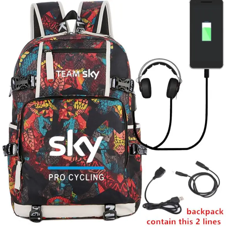 Высокое качество Team Sky Pro велосипедный рюкзак с принтом большой емкости дорожные сумки холщовые школьные сумки светящийся Детский рюкзак для девочек