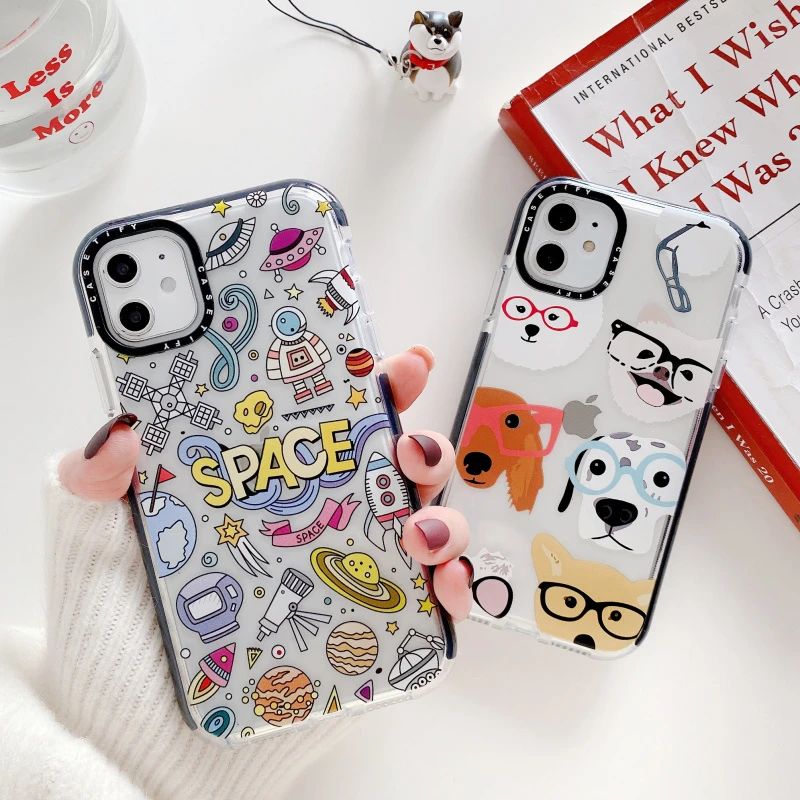 karikatur kopek telefon kilifi icin apple iphone 11 12pro xs max xr yumusak tpu arka kapak icin iphone 7 8 arti 7 arti sevimli guzel seffaf durumda