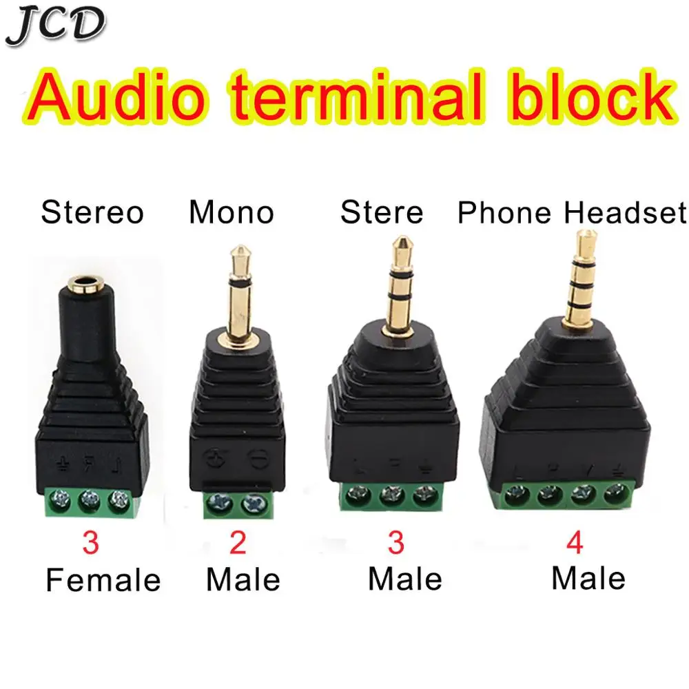 JCD Audio jack 3.5mm connector stereo adapter RCA audio mono channel plug to screw terminal | Компьютеры и офис