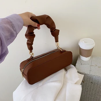 

FANTASY 2020 New Vintage Simple Fashion 3 Solid Colors Handbag For Women Folds Cuboid Shoulder Crossbody Bag Female Ins Hot Sale