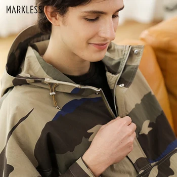 

Markless Mens Camouflage Half-Zipper Hooded Jacket Sports Loose Casual Top Wearing Windpfroof Coat WTB0160M