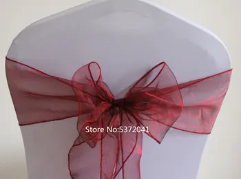 

High Quality 18×275cm Burgundy Organza Sash/Organza Chair Bow For Wedding/Party Decoration