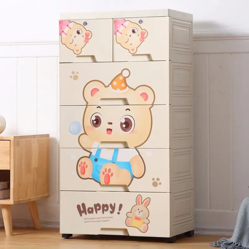 

Hua er Cartoon Drawer-type Storage Cabinets Infant Toys for Children Plastic Storage Box Underwear Finishing Box Five-bucket Cab