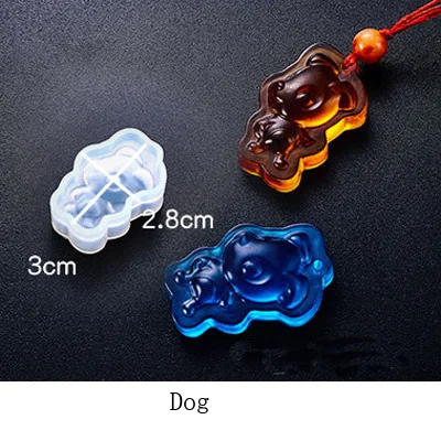 Dog Popular1PC 12 Китайский Зодиак в форме жидкого кремния УФ смолы формы для изготовления ювелирных украшений серьги аксессуары для волос ювелирные изделия инструменты - Цвет: Dog