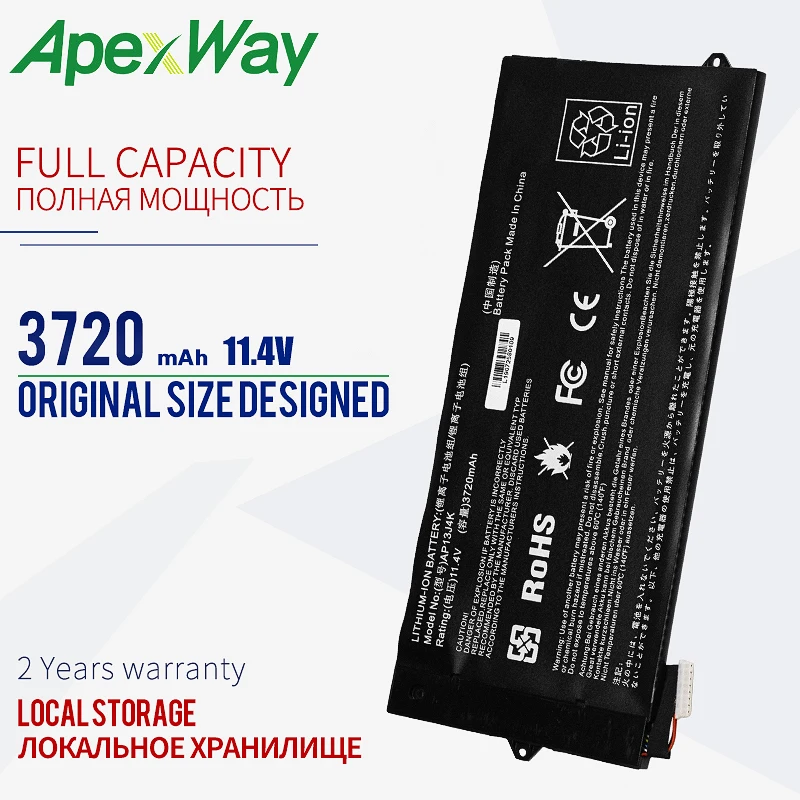 11 4 V 3720mAh Apexway AP13J4K Аккумулятор для ноутбука ACER Chromebook C740-C3P1 C720 C720P AP13J3K KT00304001 |