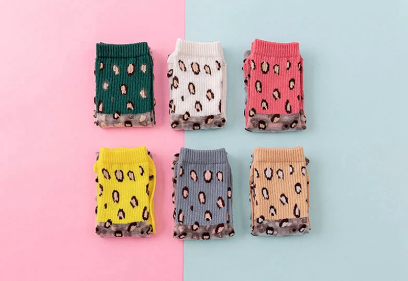 Kids Girls Lace Stockings Leopard Printed Stitching Knee Length Stockings Blue Pink Rose White Cotton Underwear GZ29