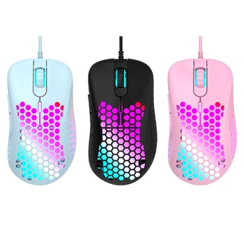 

M65 Colorful RGB Light Weight Wired Mouse Hollow-out Honeycomb Shell Gaming Mouce Mice 6 DPI Adjustable 6 Keys