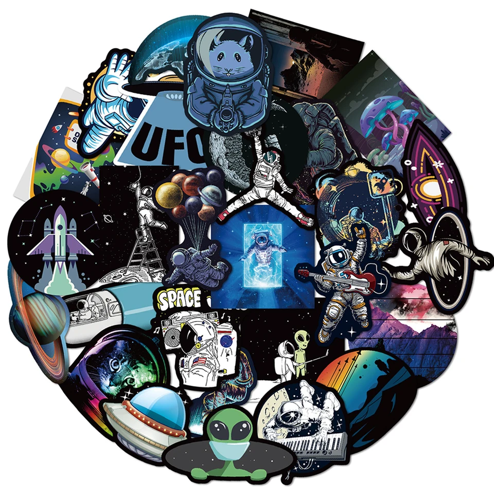 Teouuas Weltraum Aufkleber Set – 100 Sticker Für Flaschen, Laptops & Mehr