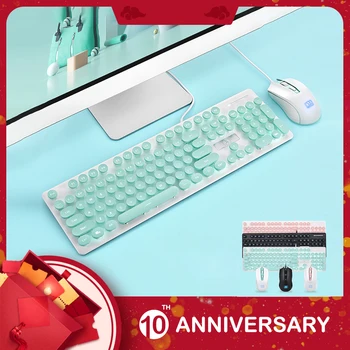 

KIITO K8 Punk Wired Keyboard Mouse Set Round Key Cap For PC Computer Stylish Mechanical Texture Gaming Mouse And Keyboard Set