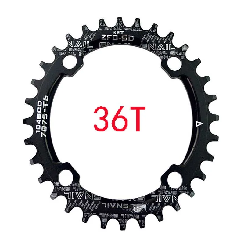 black 36T MTB Bicycle Round Shape Chainwheel 32T/34T/36T/38T/40T/42T 104BCD Chainring Bike Circle Crankset Single Plate Bicycle Parts - Цвет: black 36T