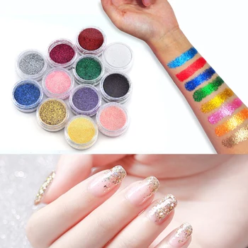 

12 Pcs Mix Color Nail Glitter Holographic Laser Gradient Dip Shining Pigment Dazzling Nails Powder Set Manicure DIY Decorations