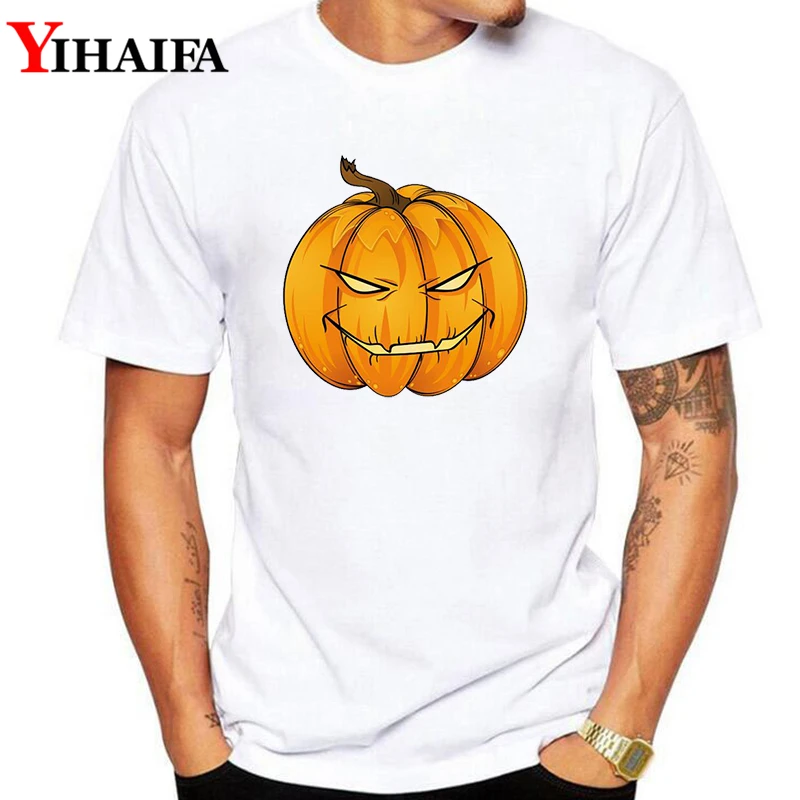

Mens Creative Halloween T Shirt roupas T-Shirts Devil Pumpkin Graphic Tee Short Sleeve Cosplay Tees Casual White Tops