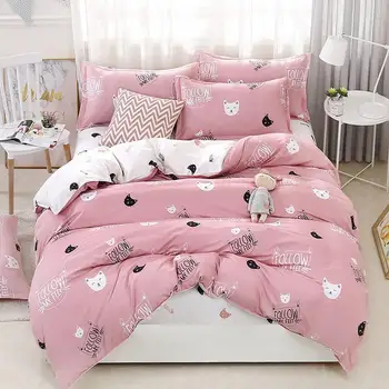 

37Cute Cat 4pcs Girl Boy Kid Bed Cover Set Duvet Cover Adult Child Bed Sheets And Pillowcases Comforter Bedding Set 2TJ-61009