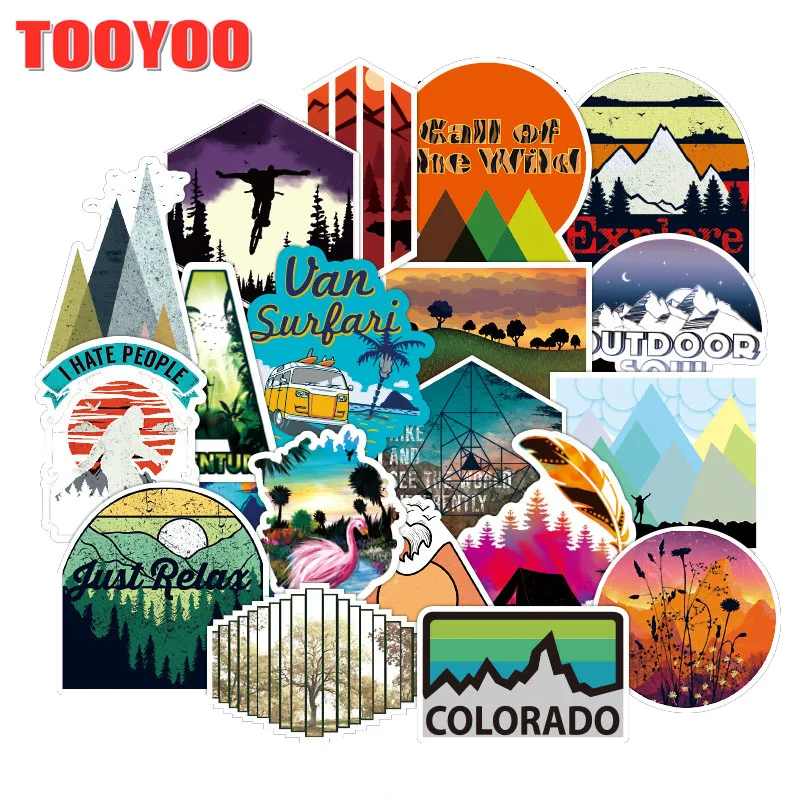 50Pcs/Set Cartoon Outdoor Camping Travel Stickers For Guitar DIY TOY Bicycle Motorcycle Skateboard Snowboard Laptop Luggage