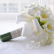 Красивый полиуретан на ощупь как настоящий искусственный 6-30 шт желтая белая Калла Лилия подружки невесты цветок девушка Keepsake палочка Свадебный букет невесты