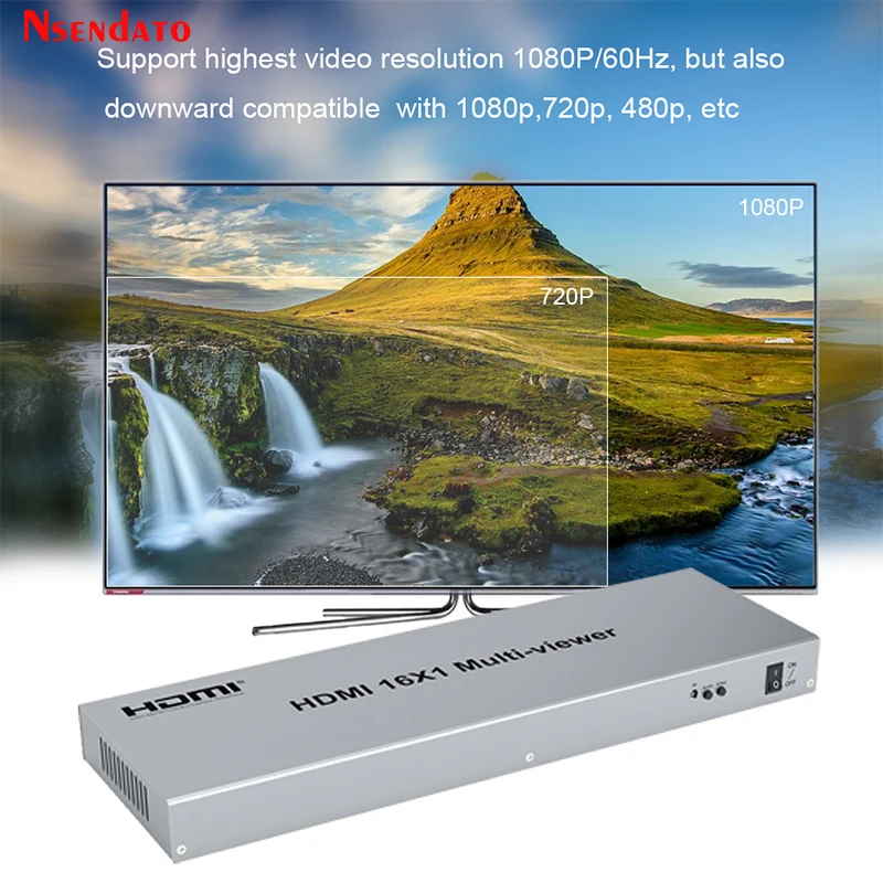 1080P 16x1 HDMI Multiviewer Quad Screen Segmentation Multi-viewer with seamless 16 In 1 Multi Viewer video Screen Divider For PC