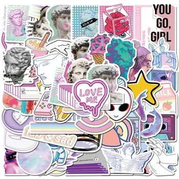 

50pcs Vaporwave Art Style Sticker For Laptop Computer Skateboard Luggage Refrigerator Notebook Helmet Toy Cartoon Sticker LD