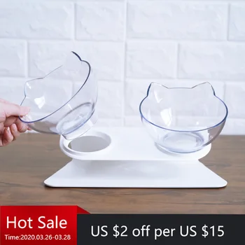 

Non-slip Double Cat Bowl Dog Bowl With Raised Stand Pet Supplies Cat Water Bowl For Cat Food Bowls For Dog Feeder Питатель
