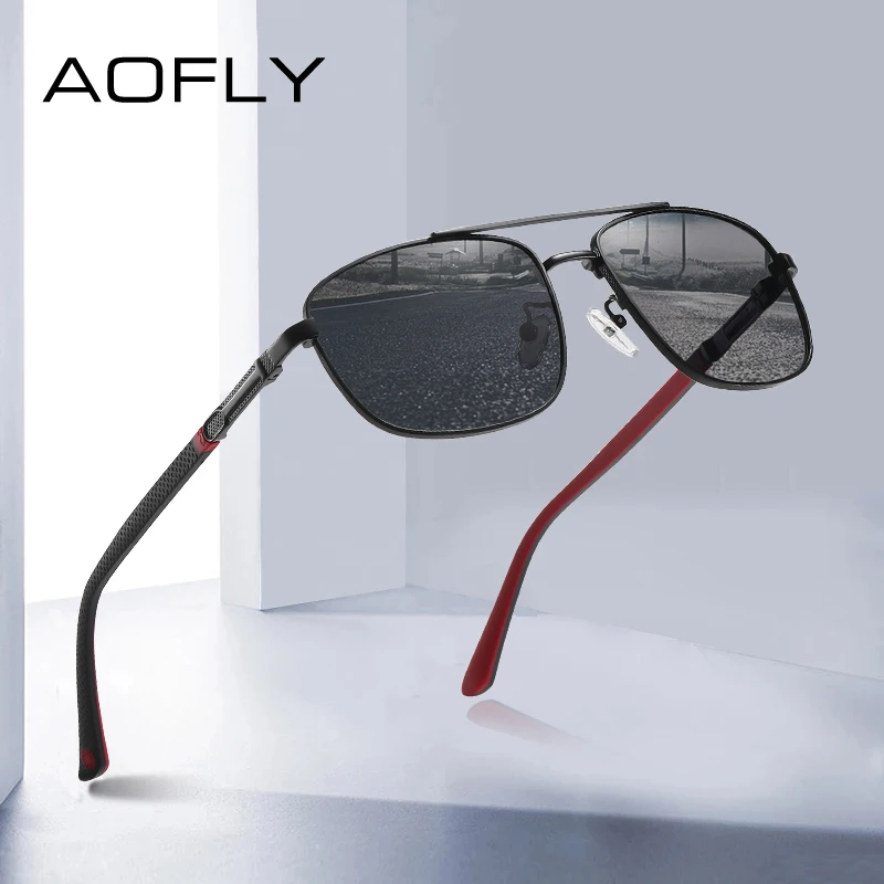 

AOFLY Pilot Polarized Sunglasses Men Brand Design Vintage Anti Glare Driving Sun Glass For Male Metal Spring Hinge Frame UV400