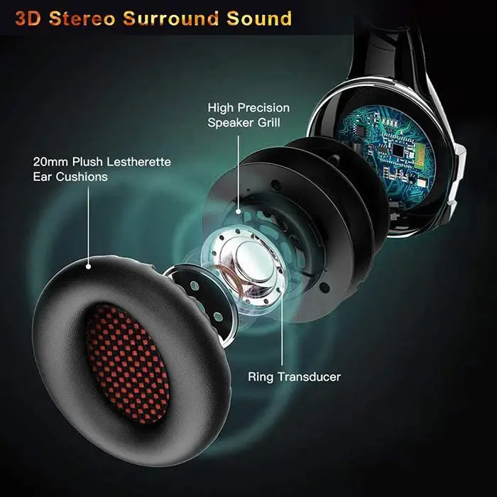PS4 Headset with Mic PC Gaming Headset 2.1m Computer 20-20kHz 50mm 500g dynamic circle 105dB Game Headphones 16