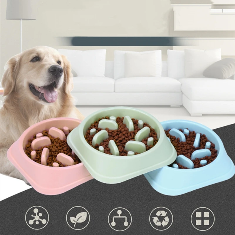 Pet lento comiendo perro lento, perro, alimentador del plato de comida de plástico duro perro lento de gato para mascotas alimentador antideslizante Anti tragando tazón alimentador