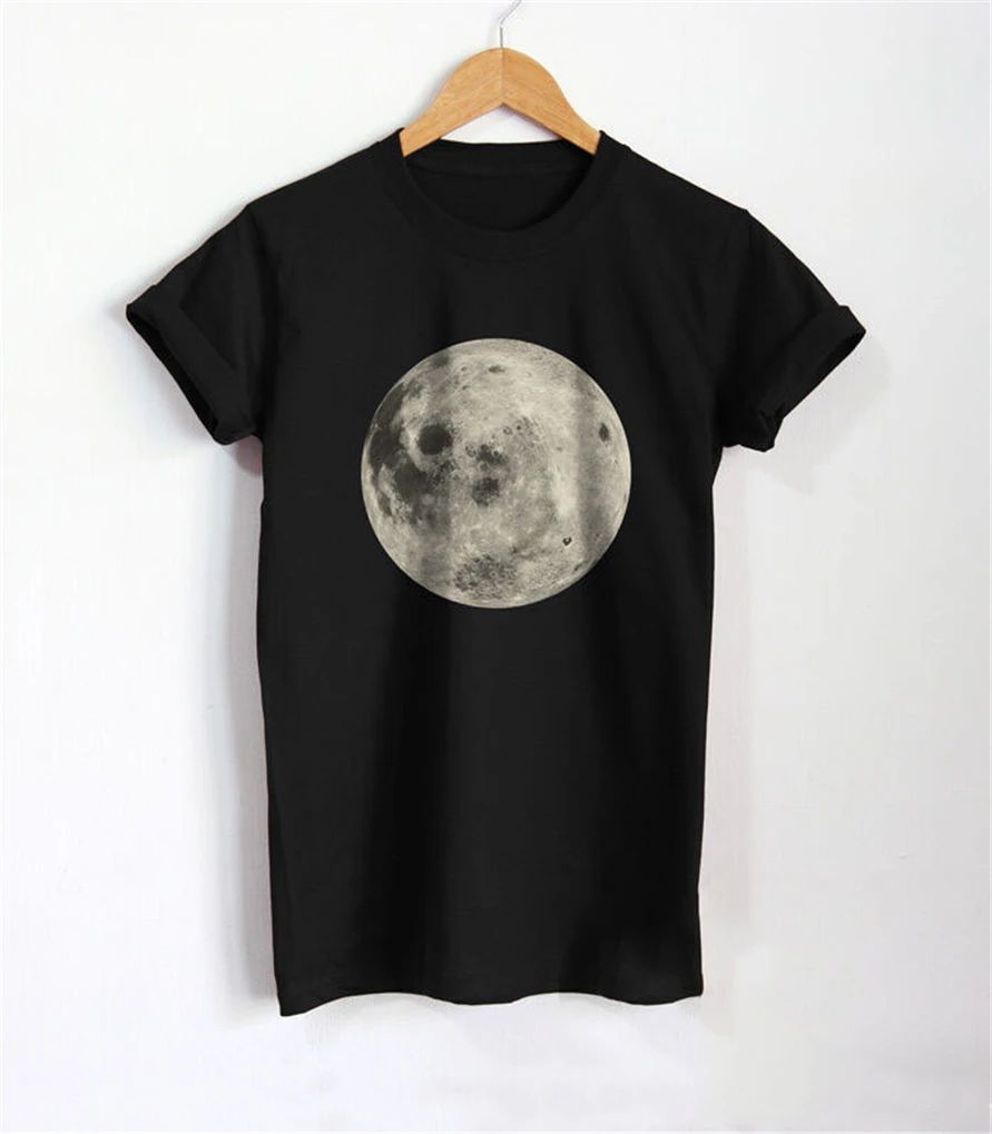 Moon T-Shirt Full Shirt Night Star Unisex Gift Tumblr Clothing Tee Free Shipping Funny Tops | Мужская одежда