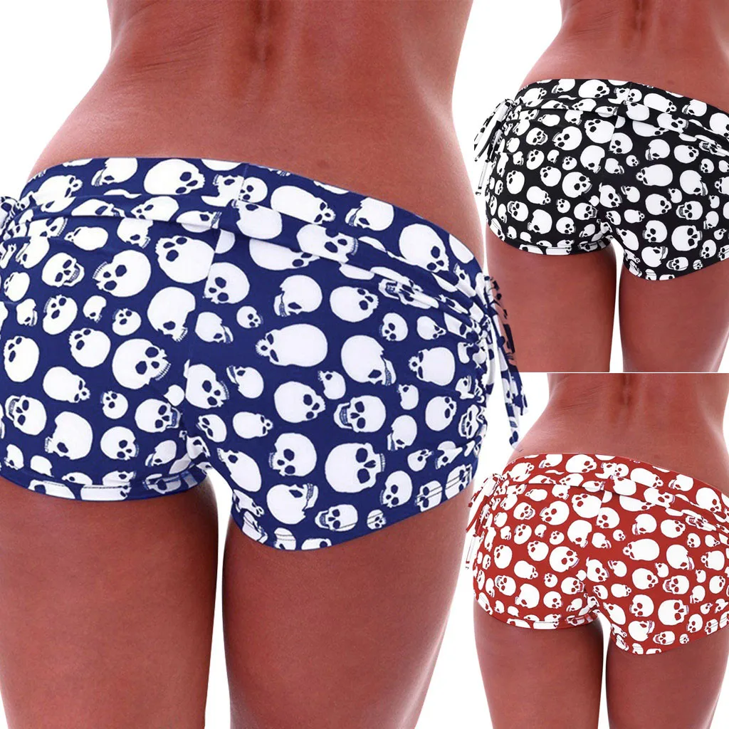 

Fashion Sexy Shorts Women Femme Summer Skull Printed Mid Waist Hot Short Pants Womens Mujer Feminino Mini Sport Causal Shorts