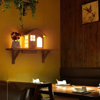 

Nordic Wall Light Wooden House Shape LED Indoor Wall Lamps Children's Room Living Room Bedroom Decoration Wall Sconce
