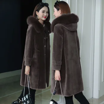 

Sheep sheared coat female 2020 new slim slimming wool fox fur grass composite fur one female
