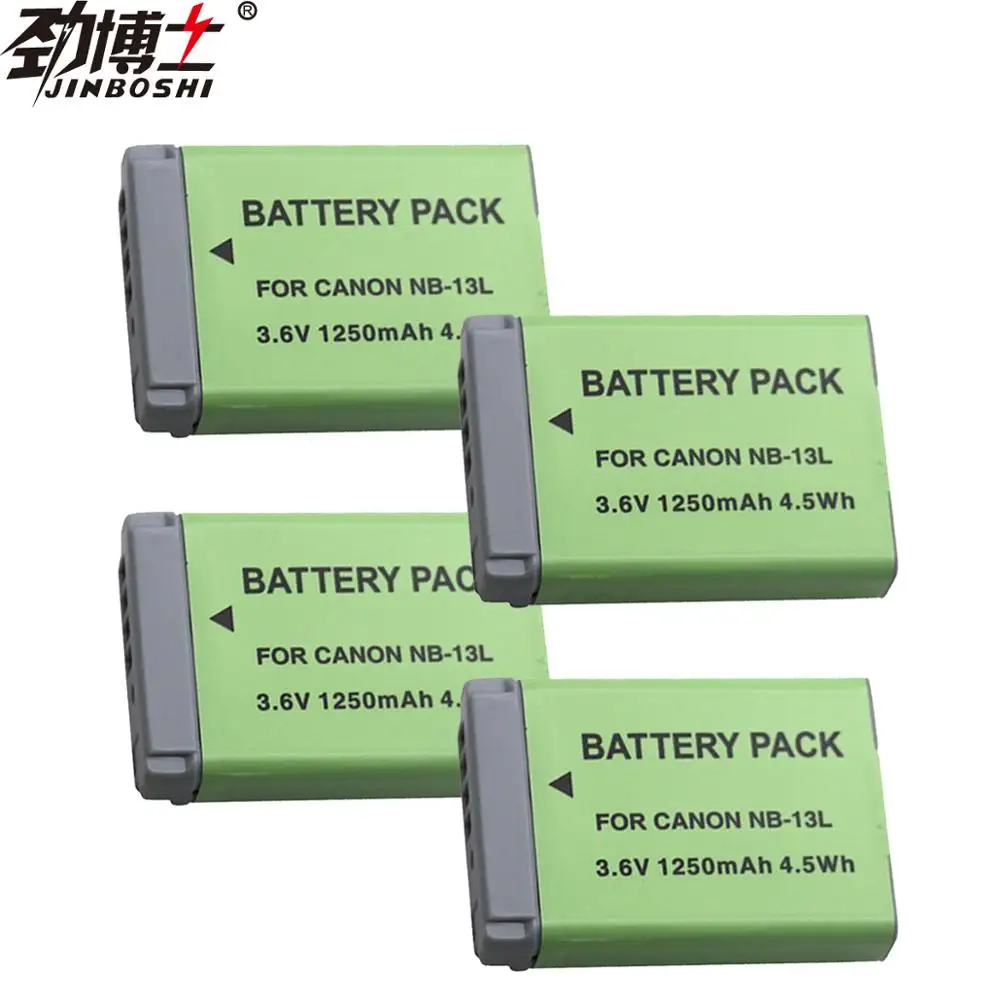 

4pcs 3.6V 1250mAh NB-13L NB13L NB 13L Digital Camera Battery For Canon G7 X Mark II G7X PM165 G5 X G5X G9 X G9X SX620 SX720 HS