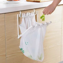 Kitchen Cupboard Hanging Plastic Trash Bag Hanger Over The Cabinet Door Garbage Bag Holder Metal Rack