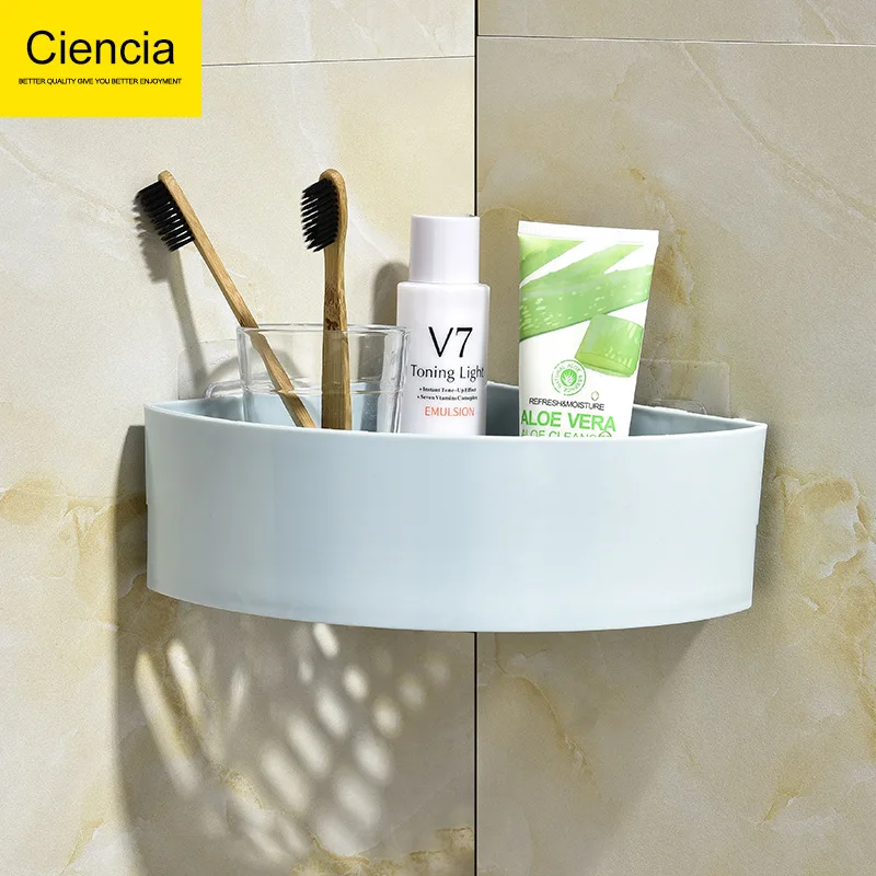 

Kitchen Bathroom Seemless Stickers Nailless Tripod Storage Shelf Toilet Bathroom Washbasin qiang jiao jia Bathroom Pendant