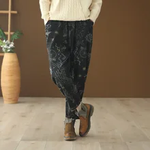 FINEBUD, новинка, Женские винтажные хлопковые джинсы хараюку с эластичным поясом и граффити, Женские повседневные шаровары в полоску, Vaqueros Mujer