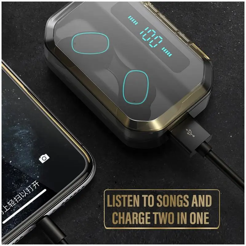 M8 Bluetooth Wireless Headphones LED Digital Power Display Noise Reduction Good Bass Sports Earphone with 1500mah Charging Bin