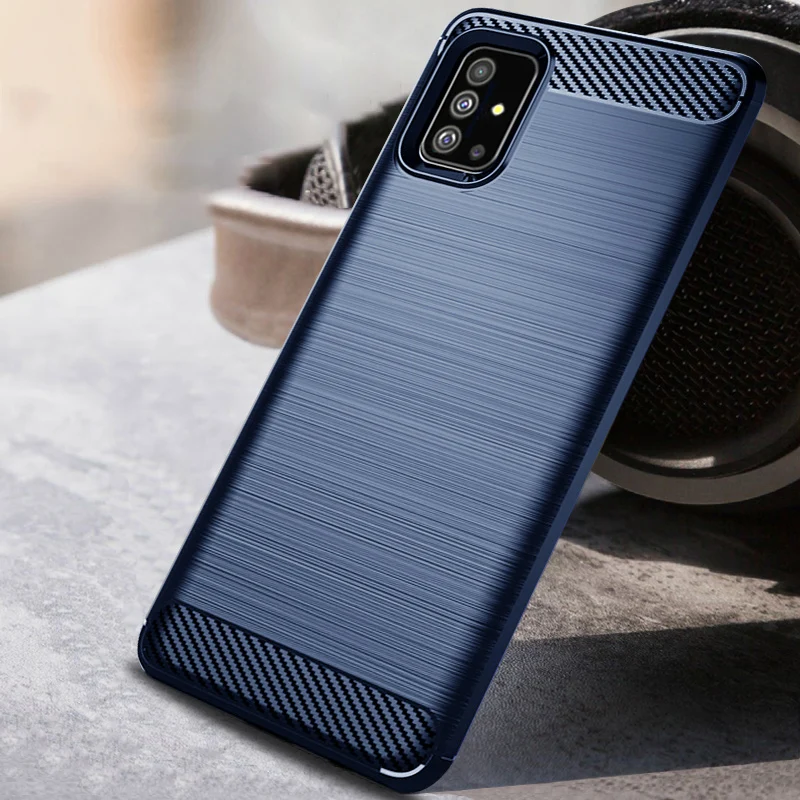 Чехол из углеродного волокна для samsung A51 A71 чехол противоударный бампер мягкий