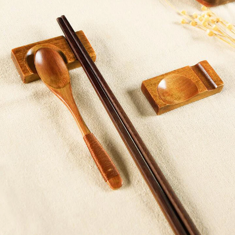 Solid Wooden Chopsticks Spoon Support Rack Care Kitchen Gadgets Japanese Rest Household Holder | Дом и сад